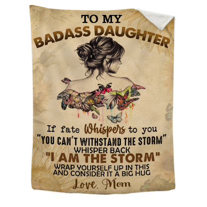 To My Badass Daughter Blanket Customised Text Flannel Blanket -Jessemade AU