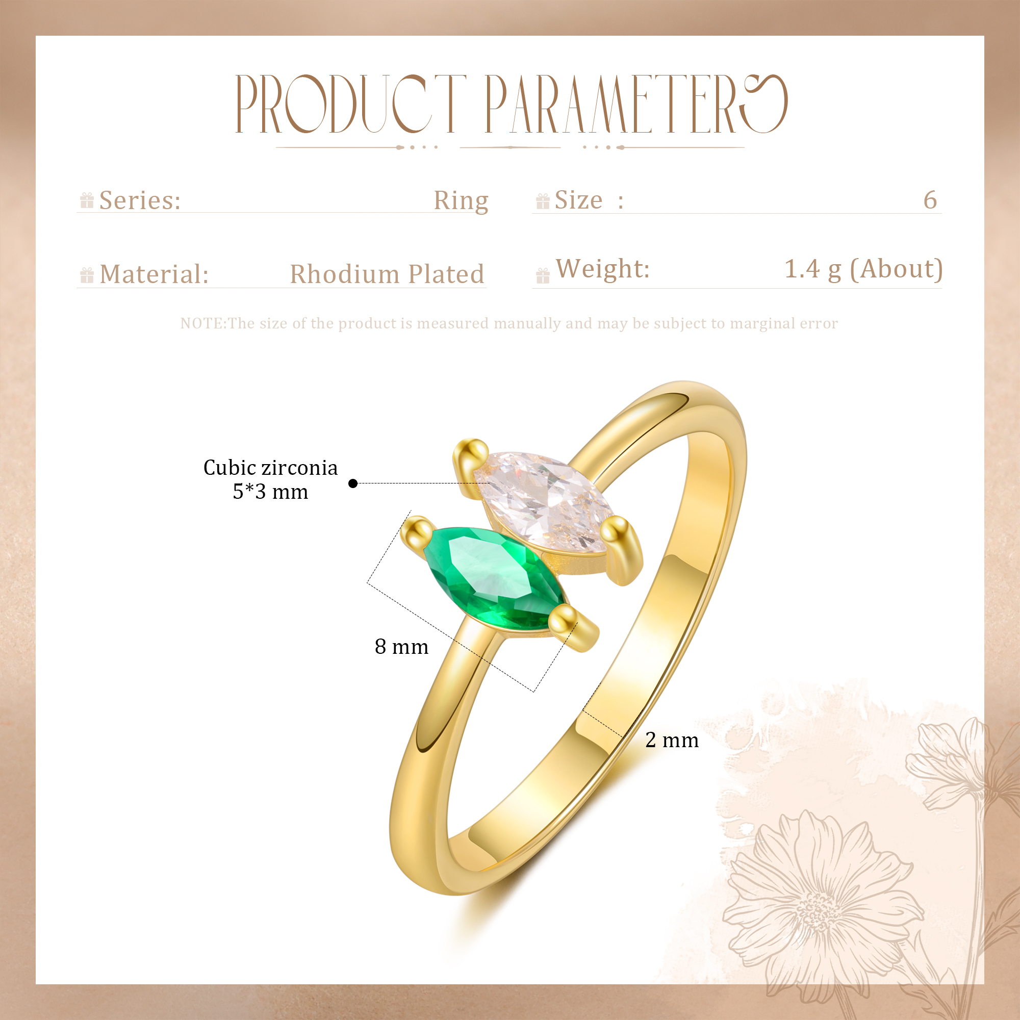 Personalised Women's Ring Custom 2 Birthstones Ring Gold Birthday Gift for Her-Jessemade AU