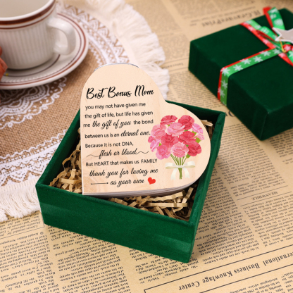 To My Mom Heart Candle Holder Wooden Candlestick Mothers Gifts-Thank you for loving me as your own-Jessemade AU