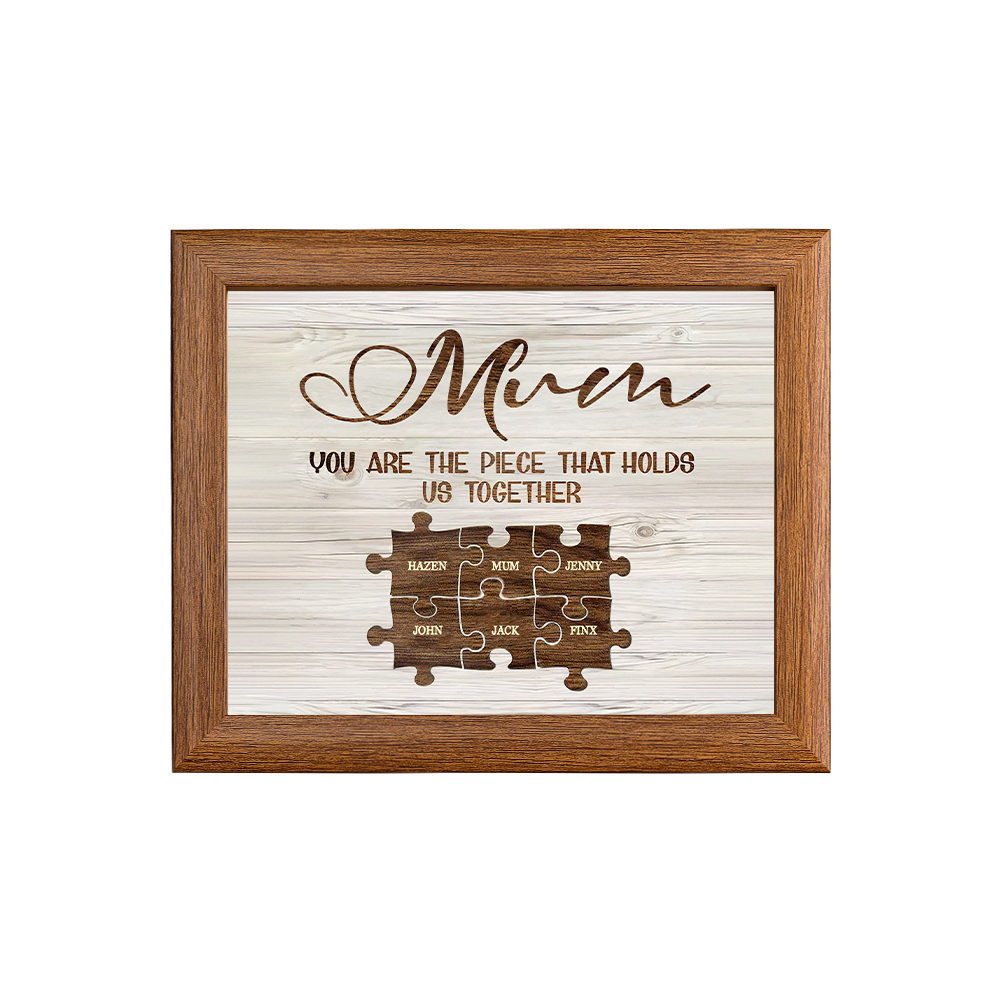 Personalised Mum Puzzle Picture Frame With Light Custom 6 Names Decor Gifts For Mother - You are the piece that holds us together-Jessemade AU