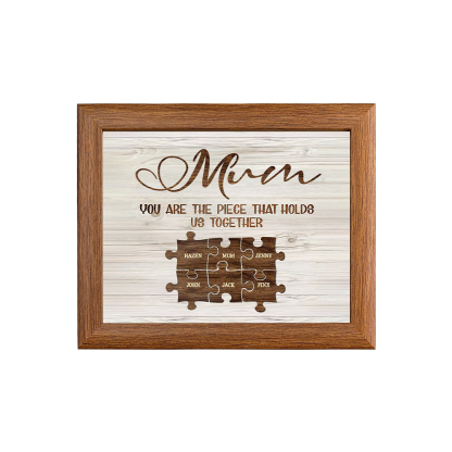 Personalised Mum Puzzle Picture Frame With Light Custom 6 Names Decor Gifts For Mother - You are the piece that holds us together-Jessemade AU