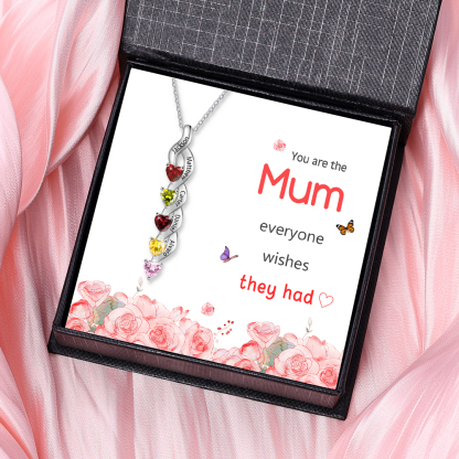 5 Names - Personalised Pendant Necklace Customised Names & Birthstones Necklace Birthday Gift for Women Girls-Jessemade AU