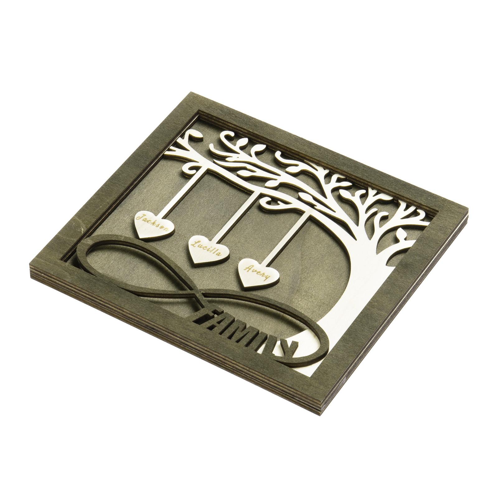 Custom Family Tree Sign with 3 Names Wooden Keepsake Gifts-Jessemade AU