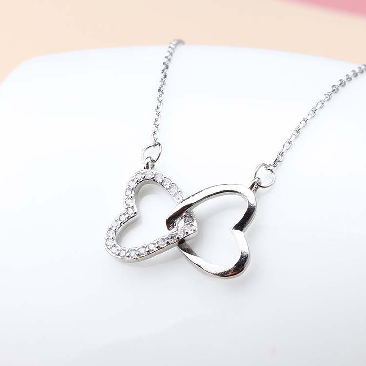 Personalised Double Heart Necklace Engraved 2 Names Gift For Her-Jessemade AU