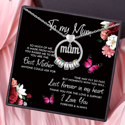 Personalised Circle Necklace With 5 Birthstones Pendant Engraved Names Gift For Mum-Jessemade AU