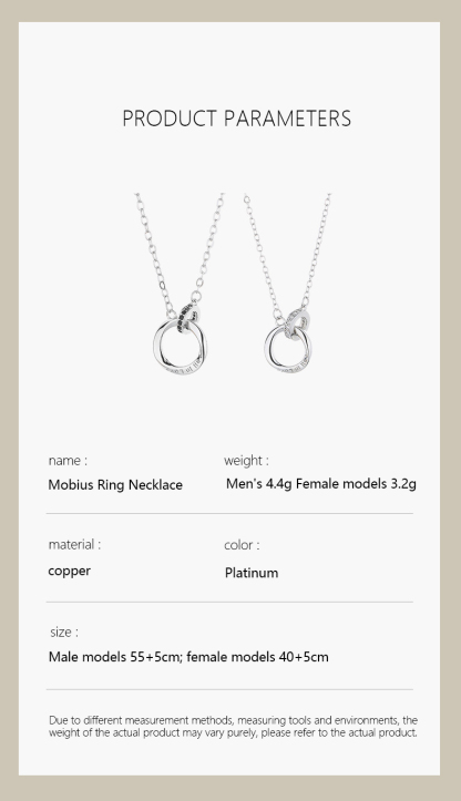 Couple Necklace Set Möbius Ring Necklace Birthday Valentine's Day Gift for Couples-Jessemade AU