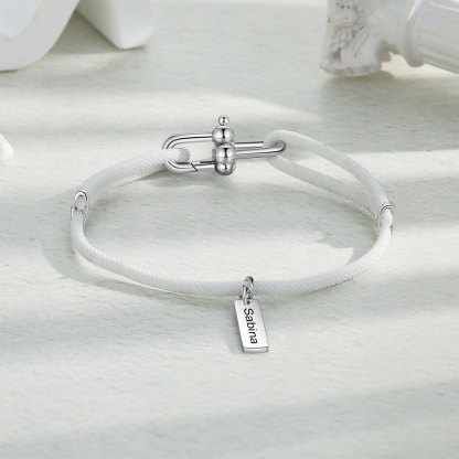 Custom 1 Name Bracelet Adjustable Bracelet Black/White Bracelet Personalised Gift for Him/Her-Jessemade AU