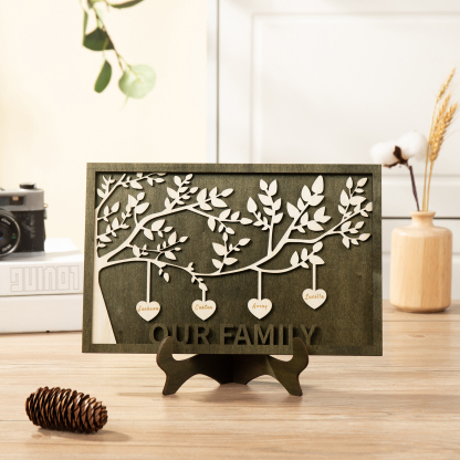 Family Tree Wood Frame Personalised Family Tree Sign Engrave 4 Names Keepsake Gifts-Jessemade AU