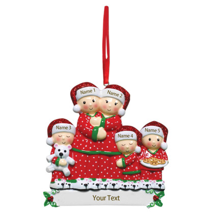 Pajamas Christmas Ornament Custom 5 Names Hanging Ornament Gifts For Family-Jessemade AU