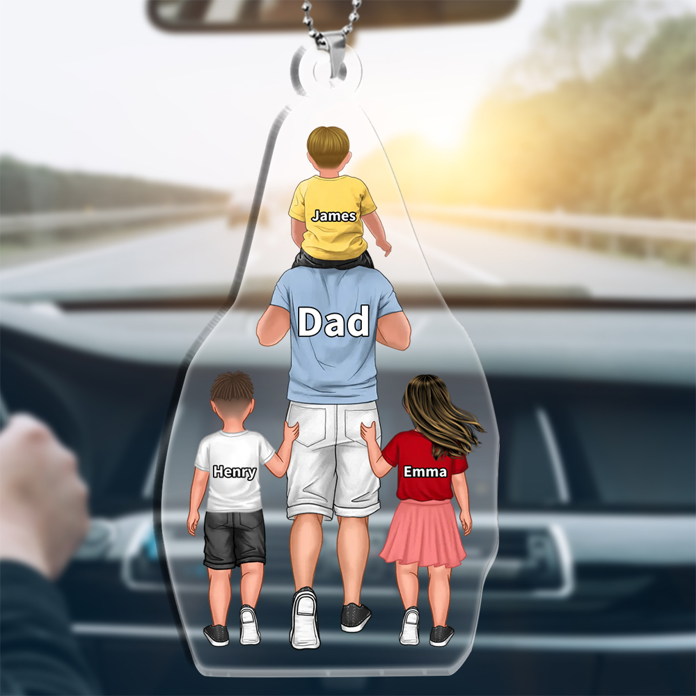 Personalised Family Hanging Ornament Custom 2–9 Names Keychain Acrylic Pendant Gift for Dad/Mum