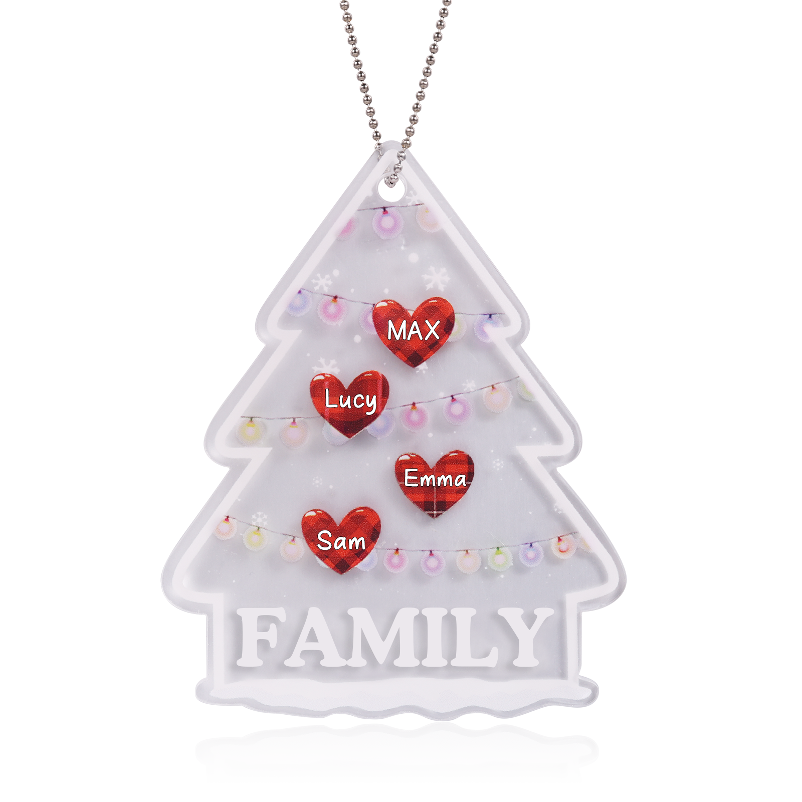 4 Names - Personalised Acrylic Christmas Ornaments Customised Text & Name Xmas Pendant Gifts for Family Friends-Jessemade AU