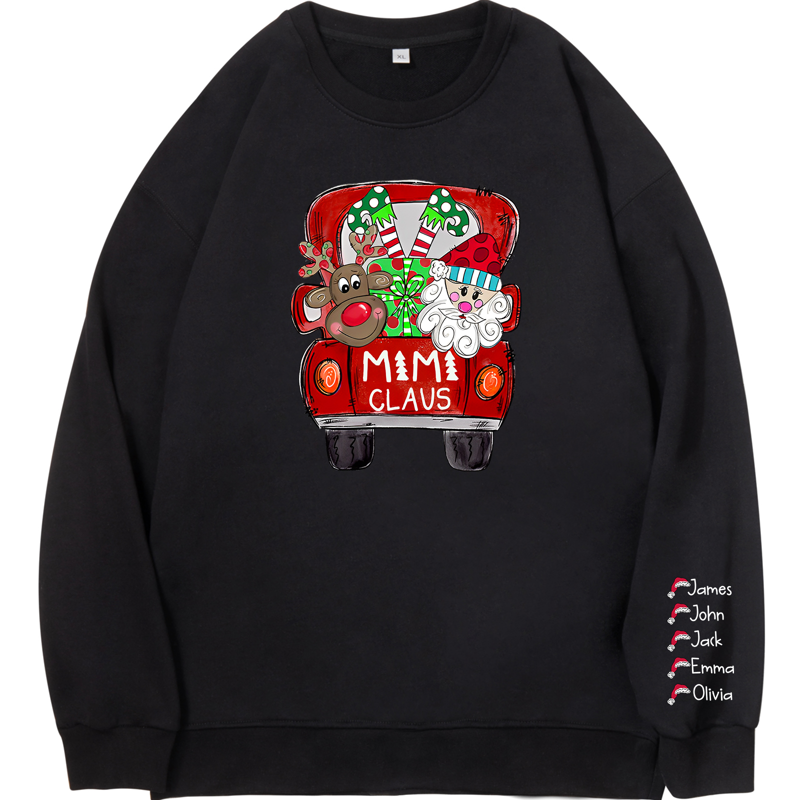 5 Names - Personalised Christmas Sweatshirt Custom Name & Text Sweatshirt Mimi Claus Sweatshirt Gift for Family -Jessemade AU