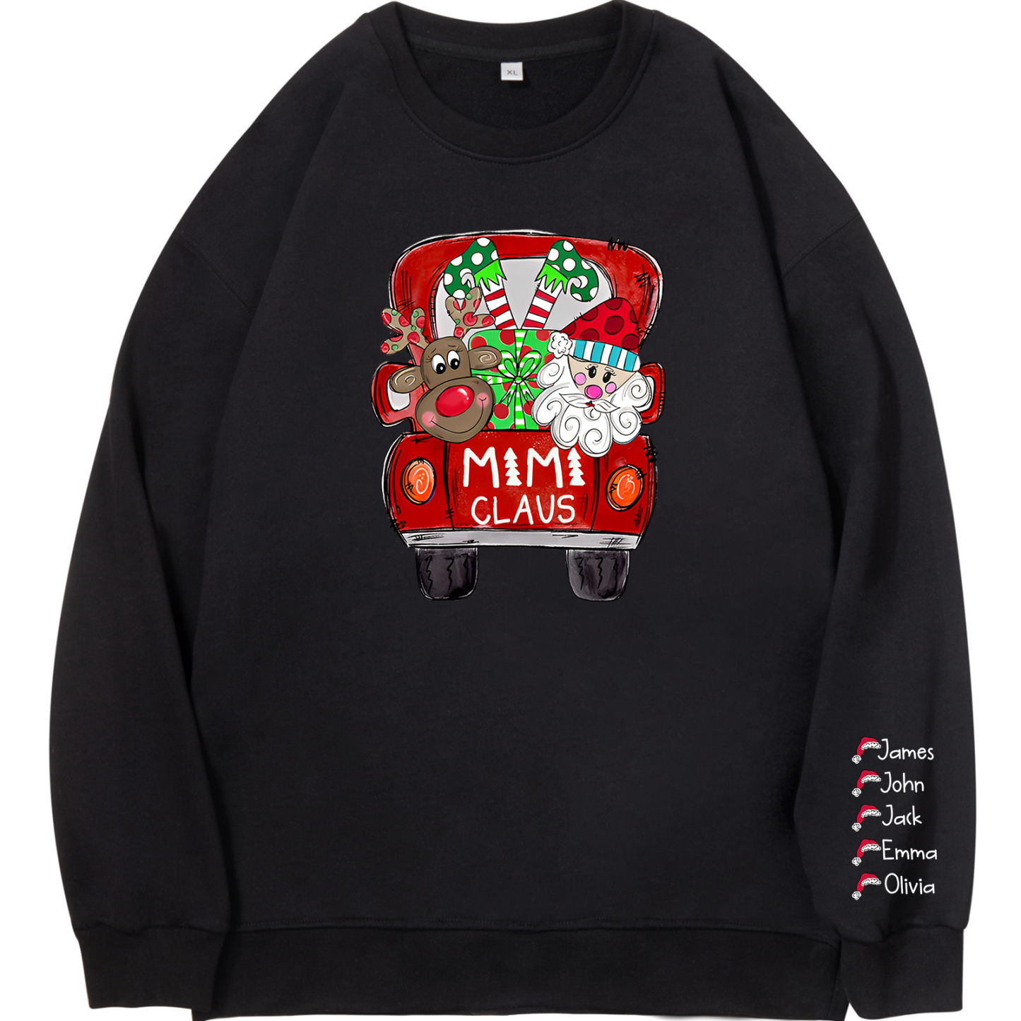 5 Names - Personalised Christmas Sweatshirt Custom Name & Text Sweatshirt Mimi Claus Sweatshirt Gift for Family -Jessemade AU