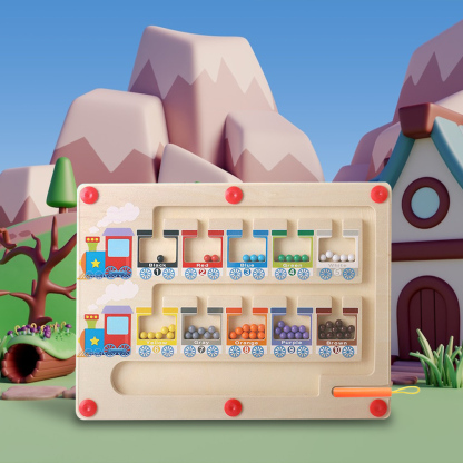Magnet Maze Train Toy Wooden Magnetic Counting Board Set With Math Pen Number & Colour Maze Game Educational Toy Gift for Kids-Jessemade AU