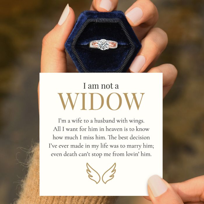 Personalised Circle Wings Memorial Ring - I Am Not A Widow. I'm A Wife To A Husband With Wings-Jessemade AU