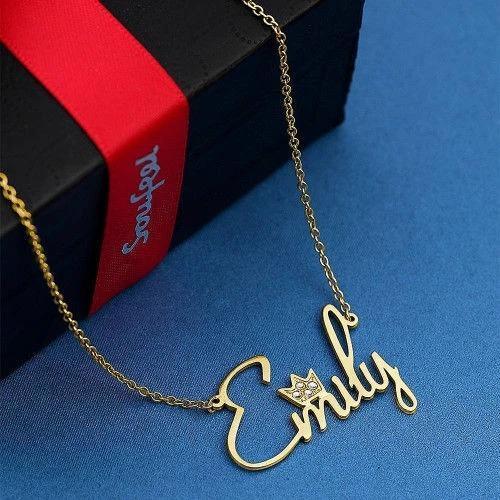Personalised Crown Necklace Custom 1 Name Necklace Gift For Women-Jessemade AU