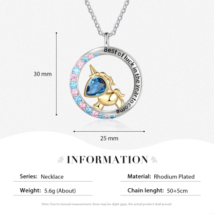 Special Love Unicorn Necklace With Birthstone Gifts For Her-Jessemade AU