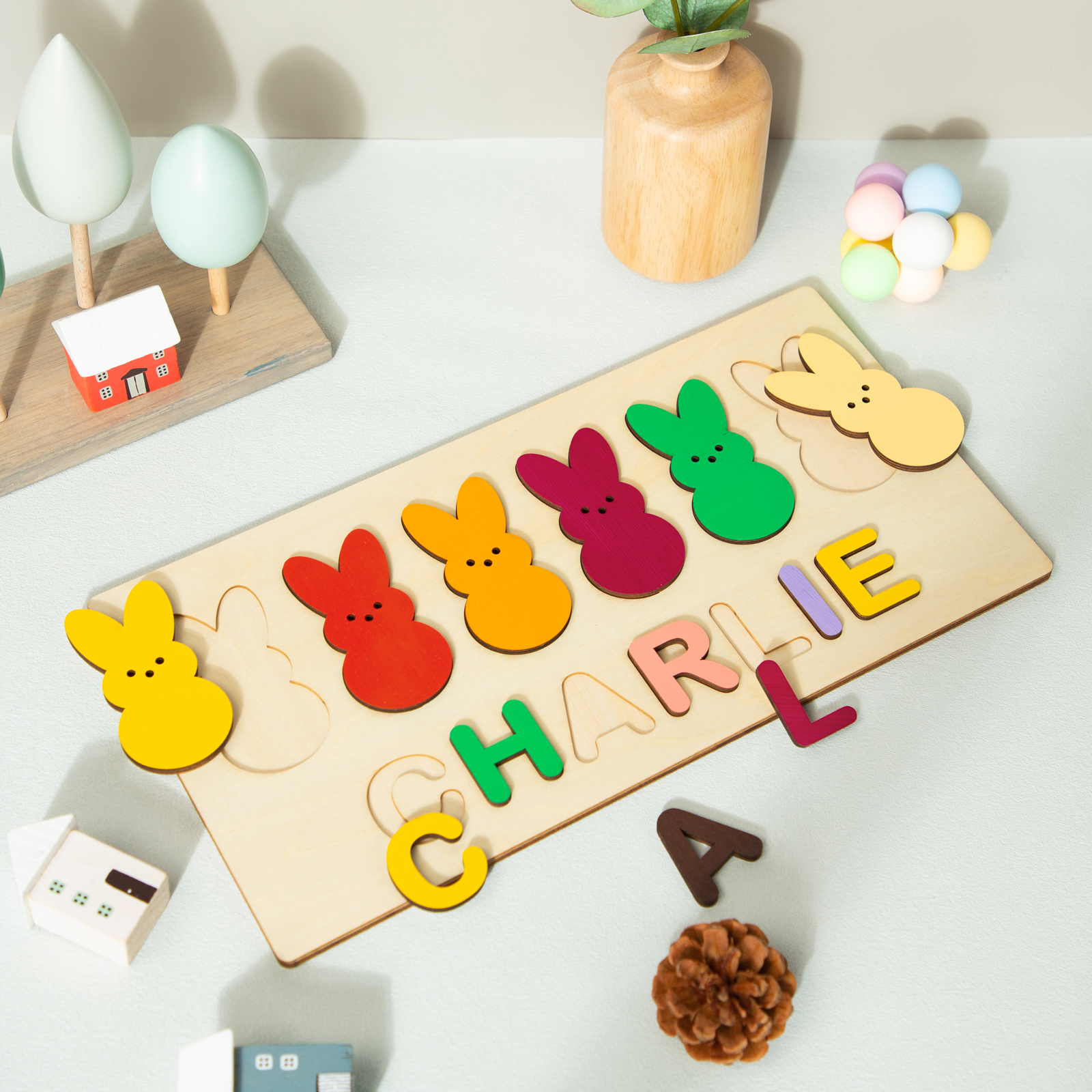 Jessemade Cute Bunnies Name Puzzles Personalised Easter Gift for Toddlers Children Gifts-Jessemade AU