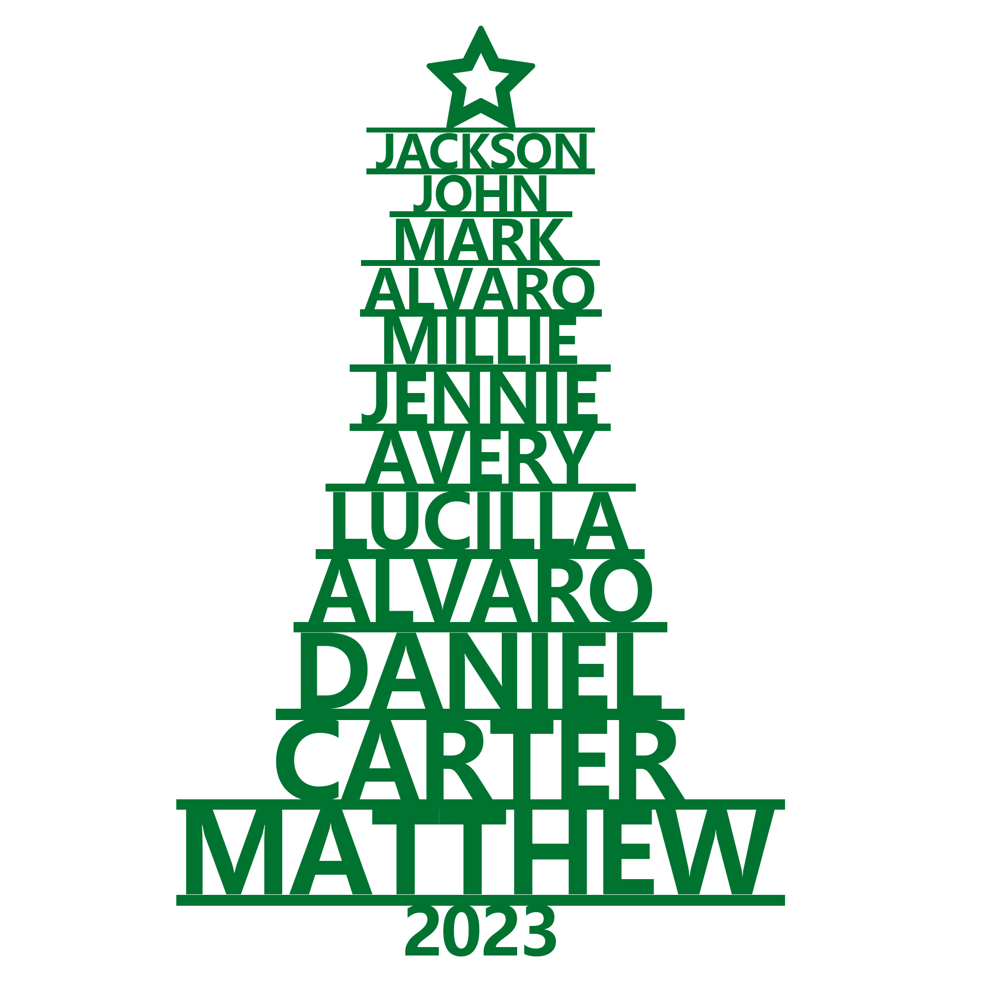 12 Names - Personalised Christmas Tree Ornaments Customised Name Xmas Wooden Decor Gifts for Family Friends-Jessemade AU