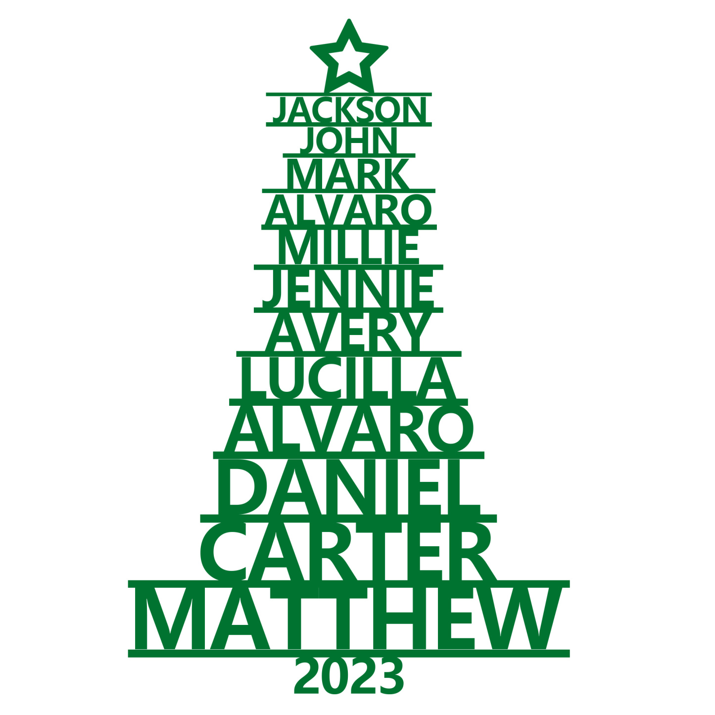 12 Names - Personalised Christmas Tree Ornaments Customised Name Xmas Wooden Decor Gifts for Family Friends-Jessemade AU