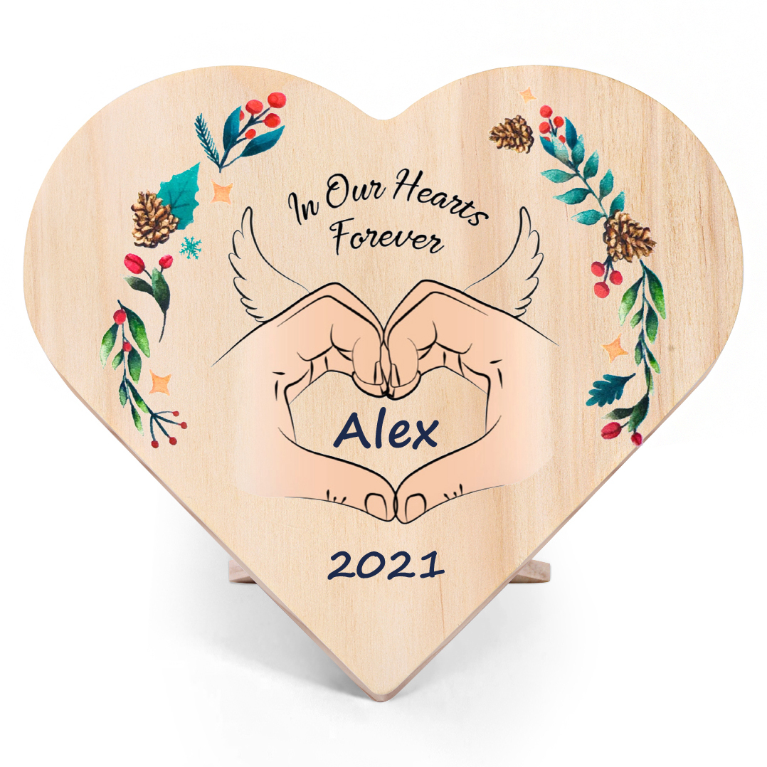 In Our Hearts Forever Memorial Wooden Heart Keepsake Desktop Ornament-Jessemade AU