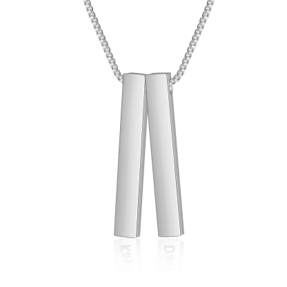 Vertical Bar Necklace Personalised 2 Names 3D Bar Necklace-Jessemade AU