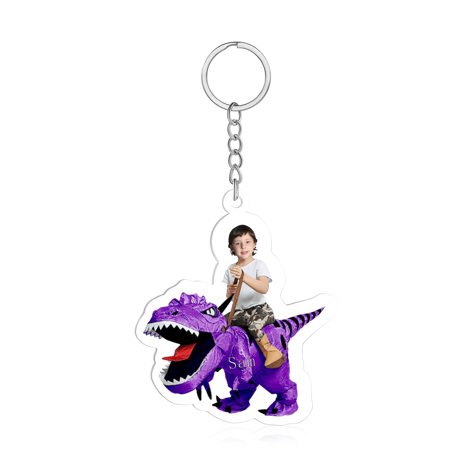 1 Name - Personalised Acrylic Dinosaur Keychain Customised Name & Photo Keychain Gift for Kids-Jessemade AU