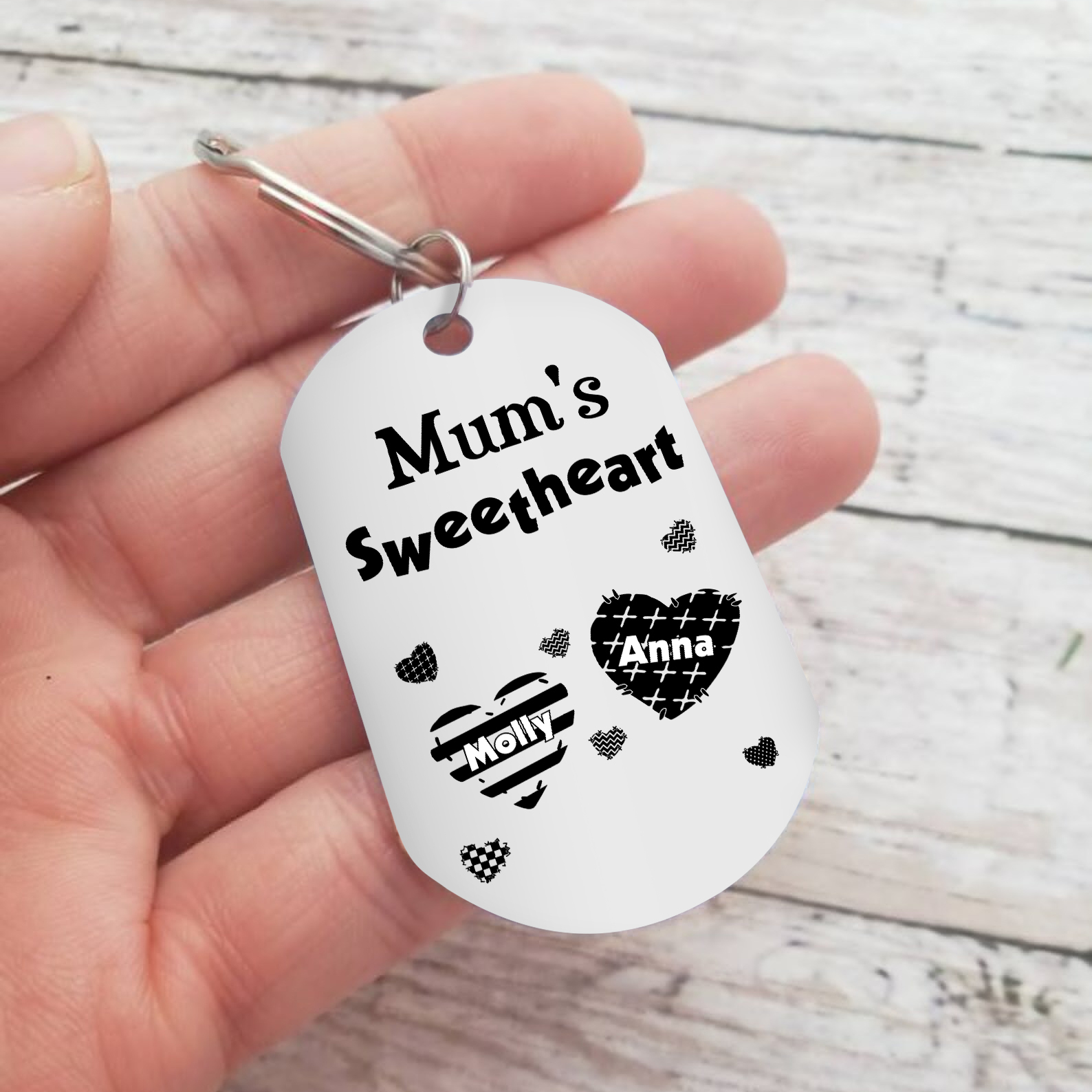 Personalised 2 Names Keychain Hearts Family Keychain Mother's Day Gift - Mum's Sweetheart-Jessemade AU