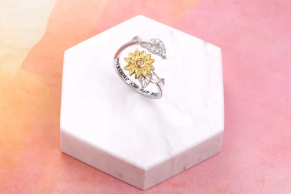 You are My Sunshine Sunflower Heart Ring-Jessemade AU