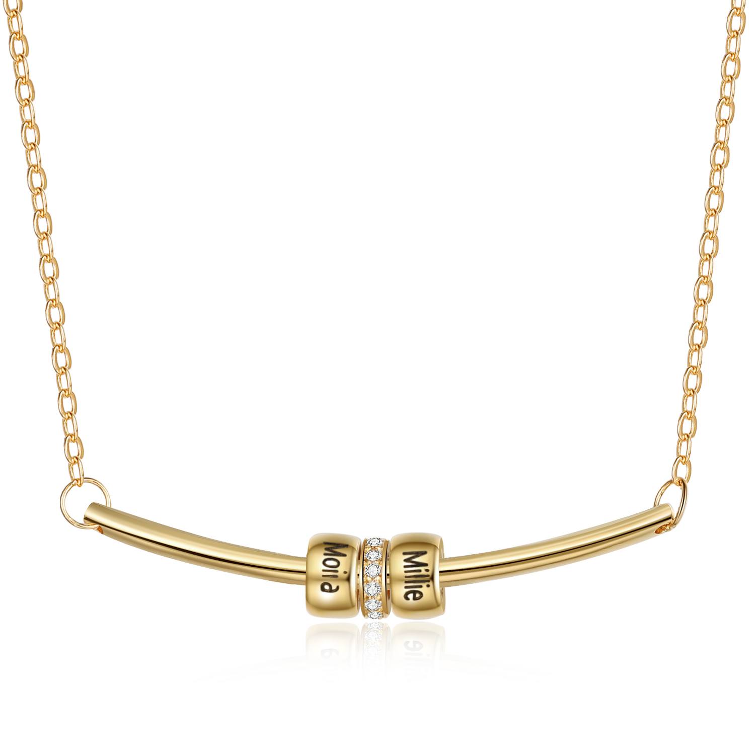 Personalised 2 Beads Simple Women's Necklace-Jessemade AU