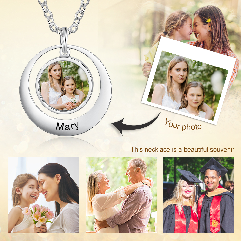 Personalised Family Circles Necklace Engraved Name Photo Necklace Gifts for Her-Jessemade AU