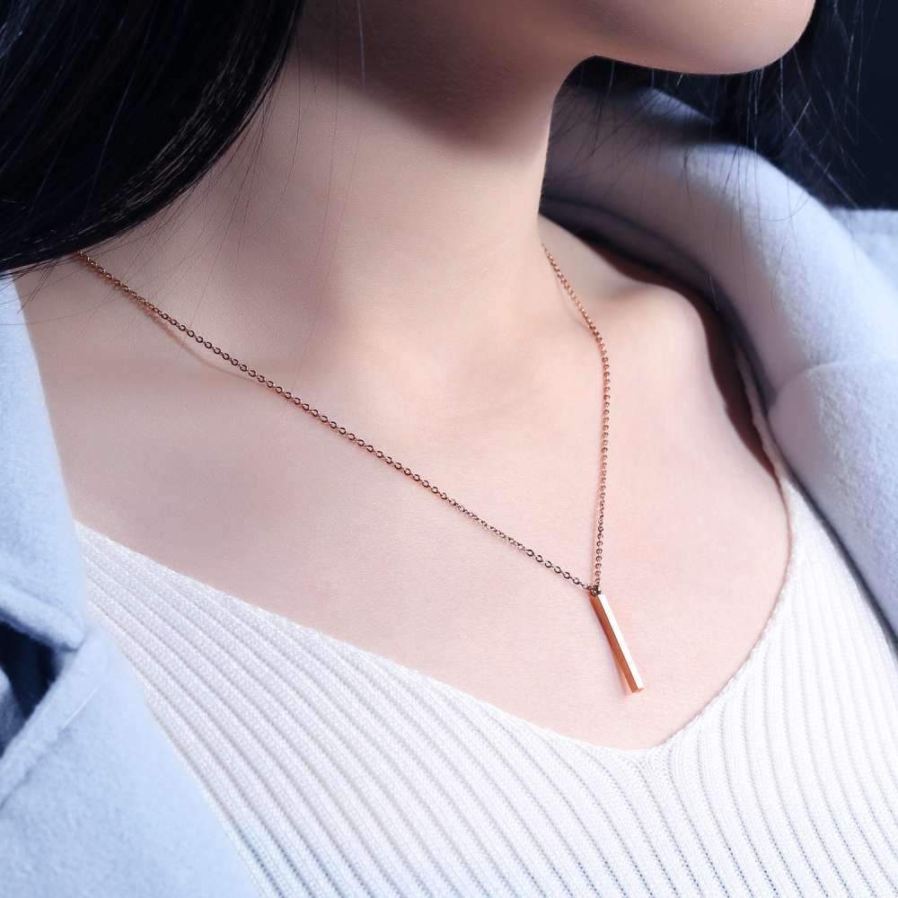 Personalised Gifts For Women Commemorate Engrave Name Rose Gold Colour Necklaces-Jessemade AU