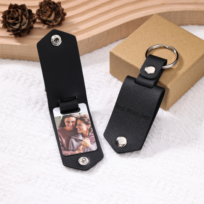 Personalised Photo Keychain Custom Text Leather Keyring Couple Keychain Gifts for Him/her-Jessemade AU