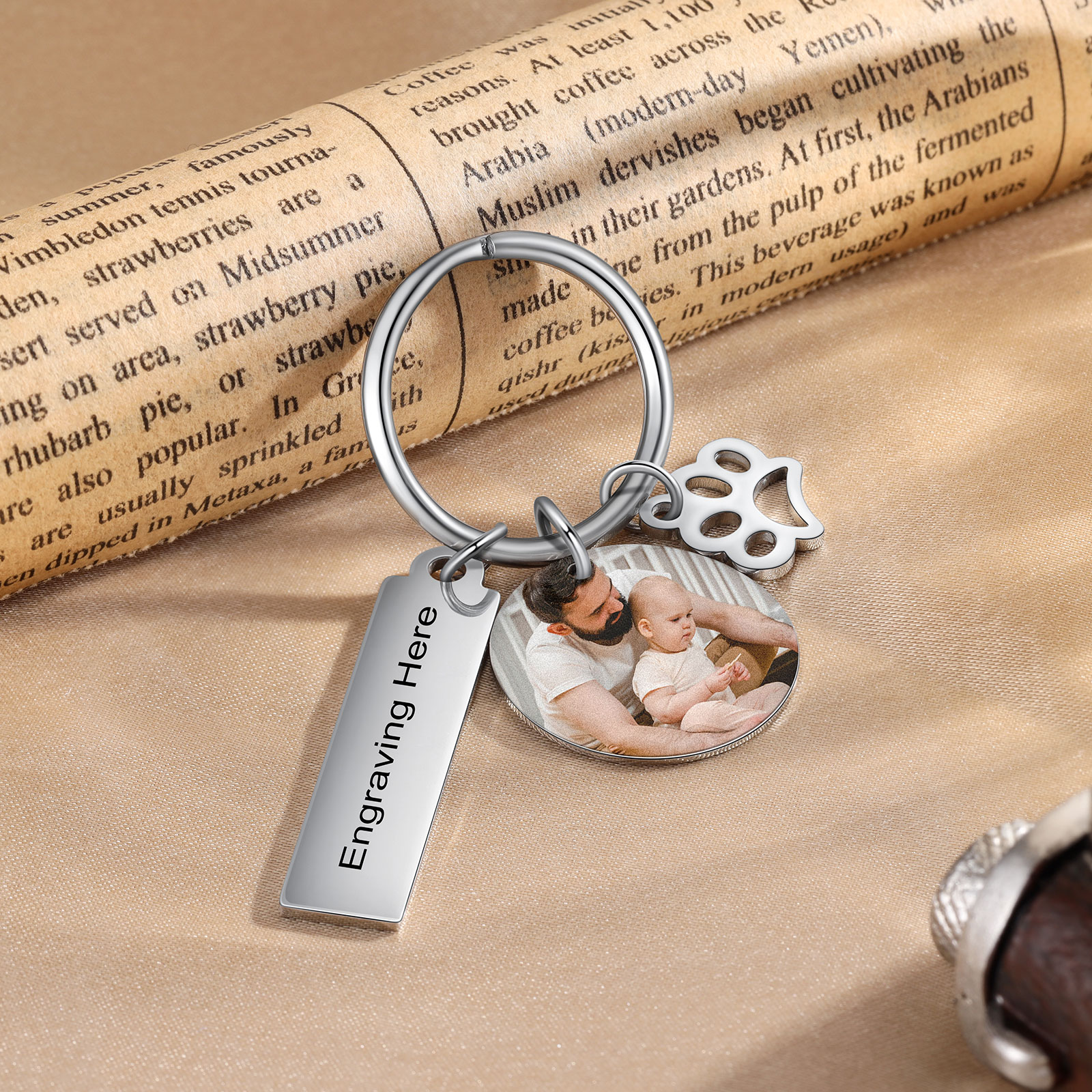 Personalised Photo Keychain Custom Text Keychain Stainless Steel Gifts For Him/Her-Jessemade AU