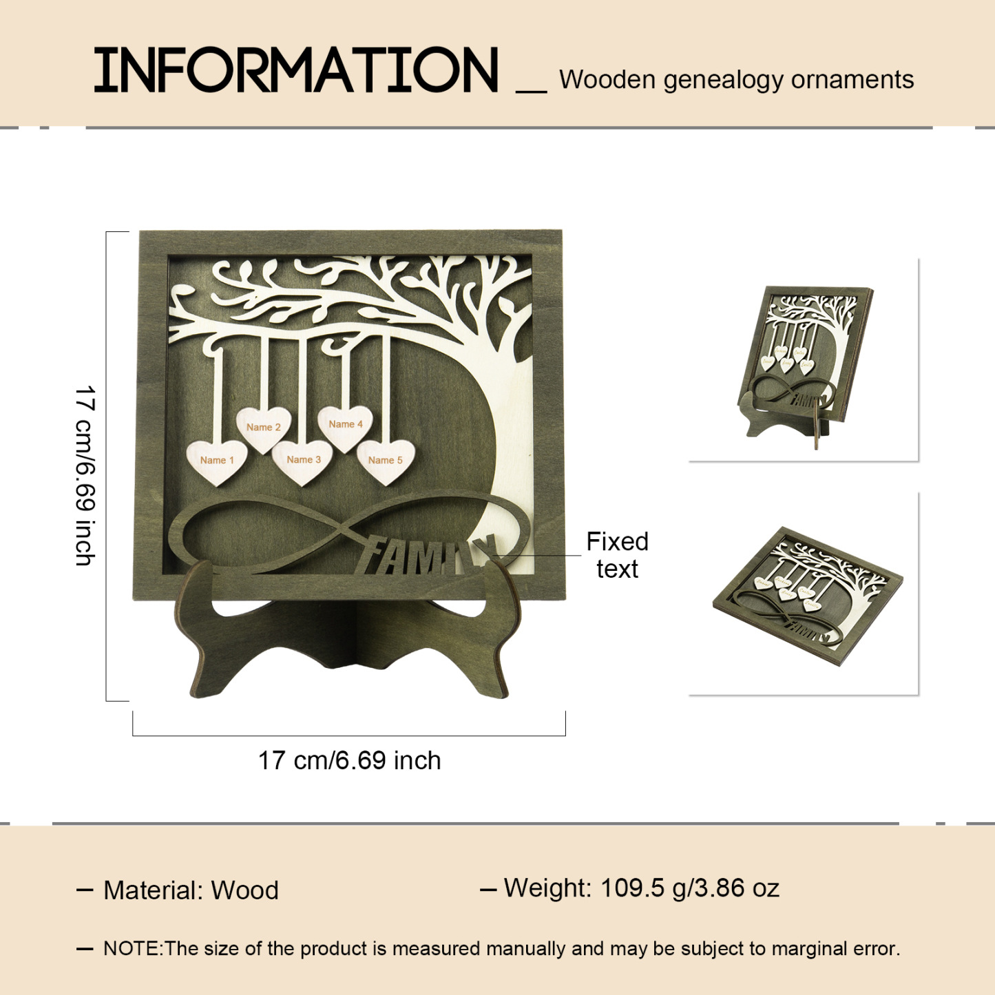 Custom Family Tree Sign with 5 Names Wooden Keepsake Gifts-Jessemade AU