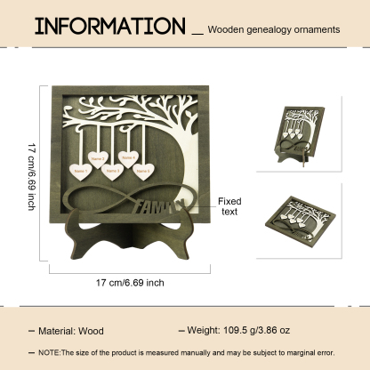 Custom Family Tree Sign with 5 Names Wooden Keepsake Gifts-Jessemade AU