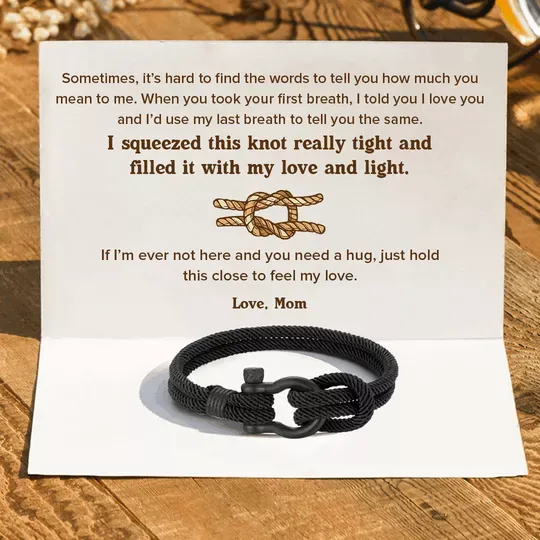 Love Knot Bracelet Nautical Bracelet "hold this close to feel my love" for Daughter and Son-Jessemade AU
