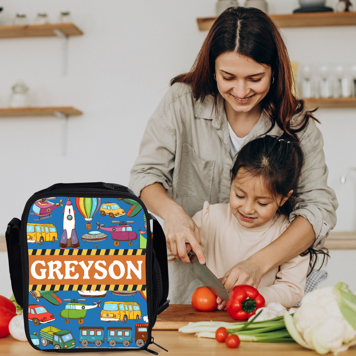 Custom Name Lunch Bag Personalised Cars Pattern Lunch Box Gifts for Kids-Jessemade AU