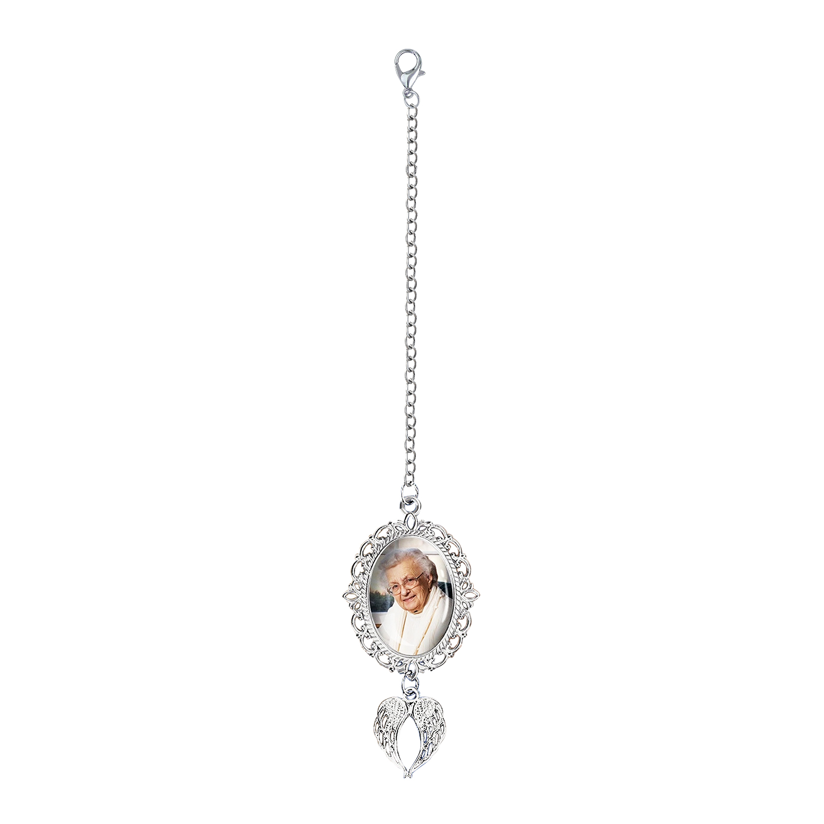 Personalised Graduation Tassel  Memorial Charm Custom 1 Photo Charm with Angel Wings