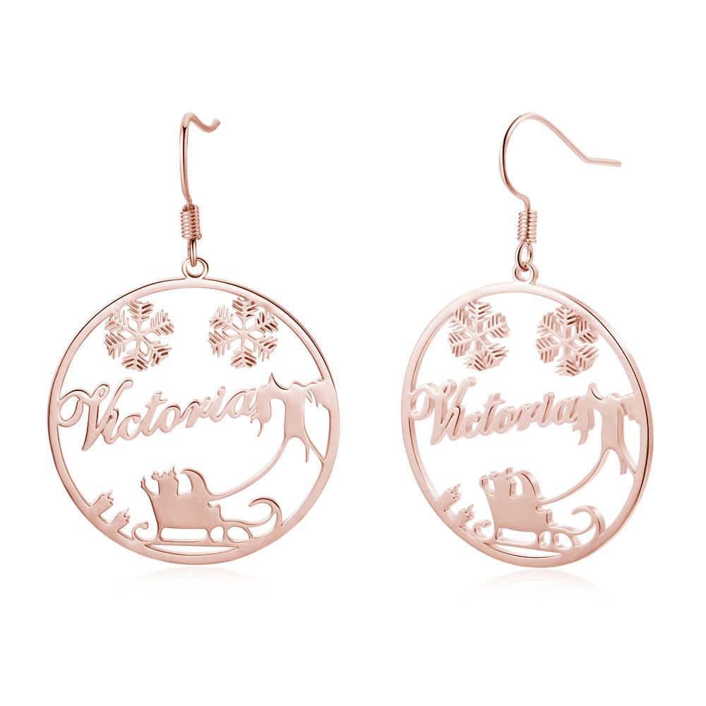 Christmas Name Hoop Earrings with Snowflake Custom Gifts-Jessemade AU