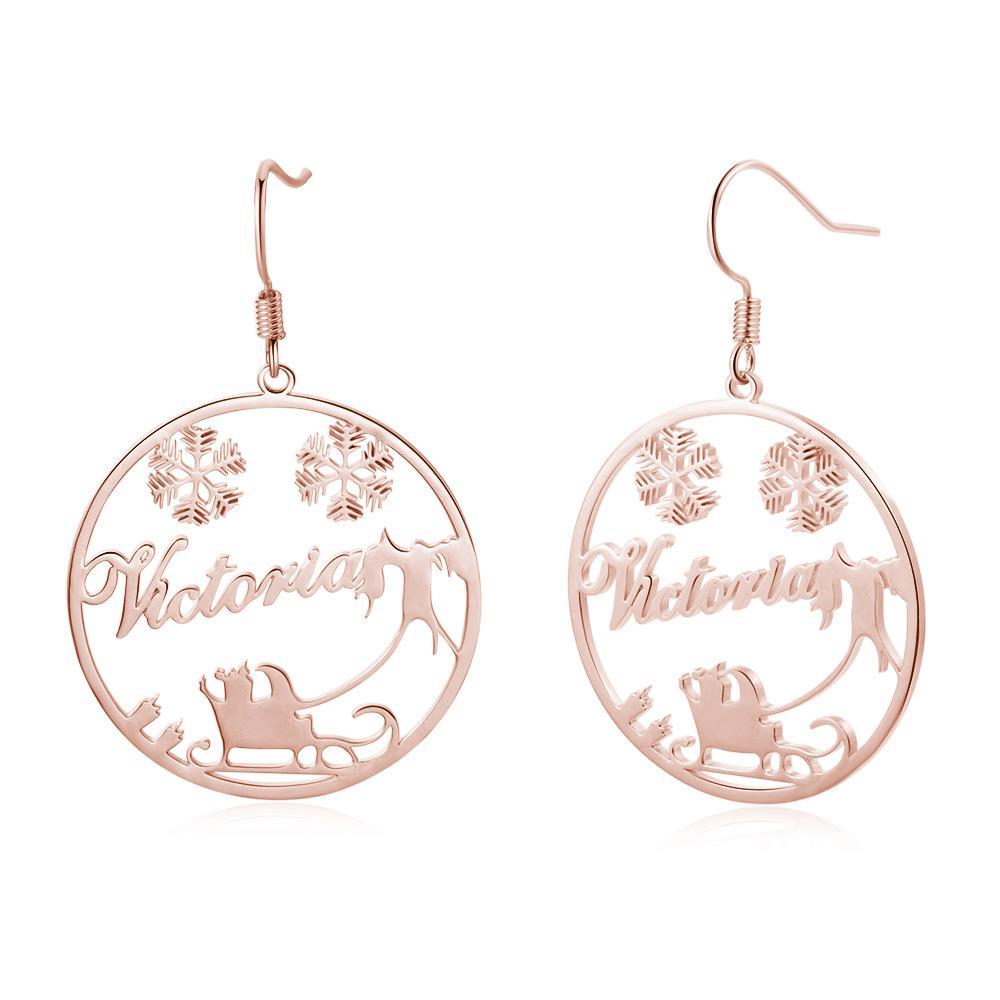Christmas Name Hoop Earrings with Snowflake Custom Gifts-Jessemade AU