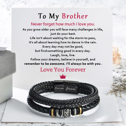 To My Brother Bracelet Leather Braided Bracelet - Never Forget How Much I Love You-Jessemade AU