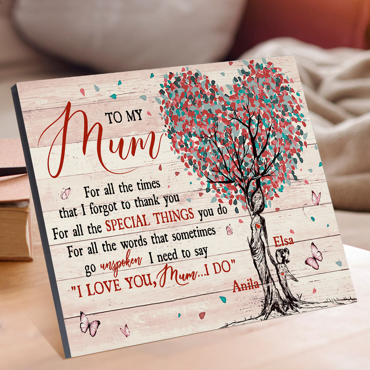 Personalised 2 Names Wooden Plaque Home Decoration Gifts for Mom/Mum - For All The Times That I Forgot To Thank You-Jessemade AU