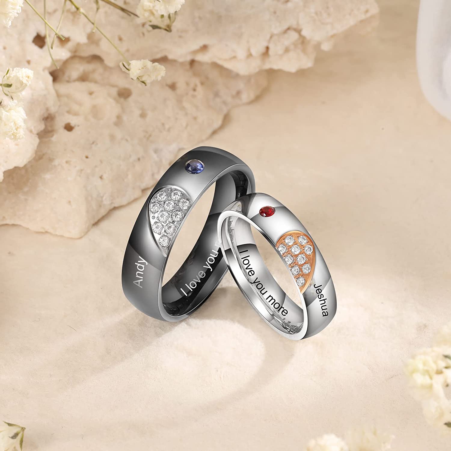 Customised Couple Ring Engrave Love Message Matching Rings Gift for Couple Friends BBF-Jessemade AU