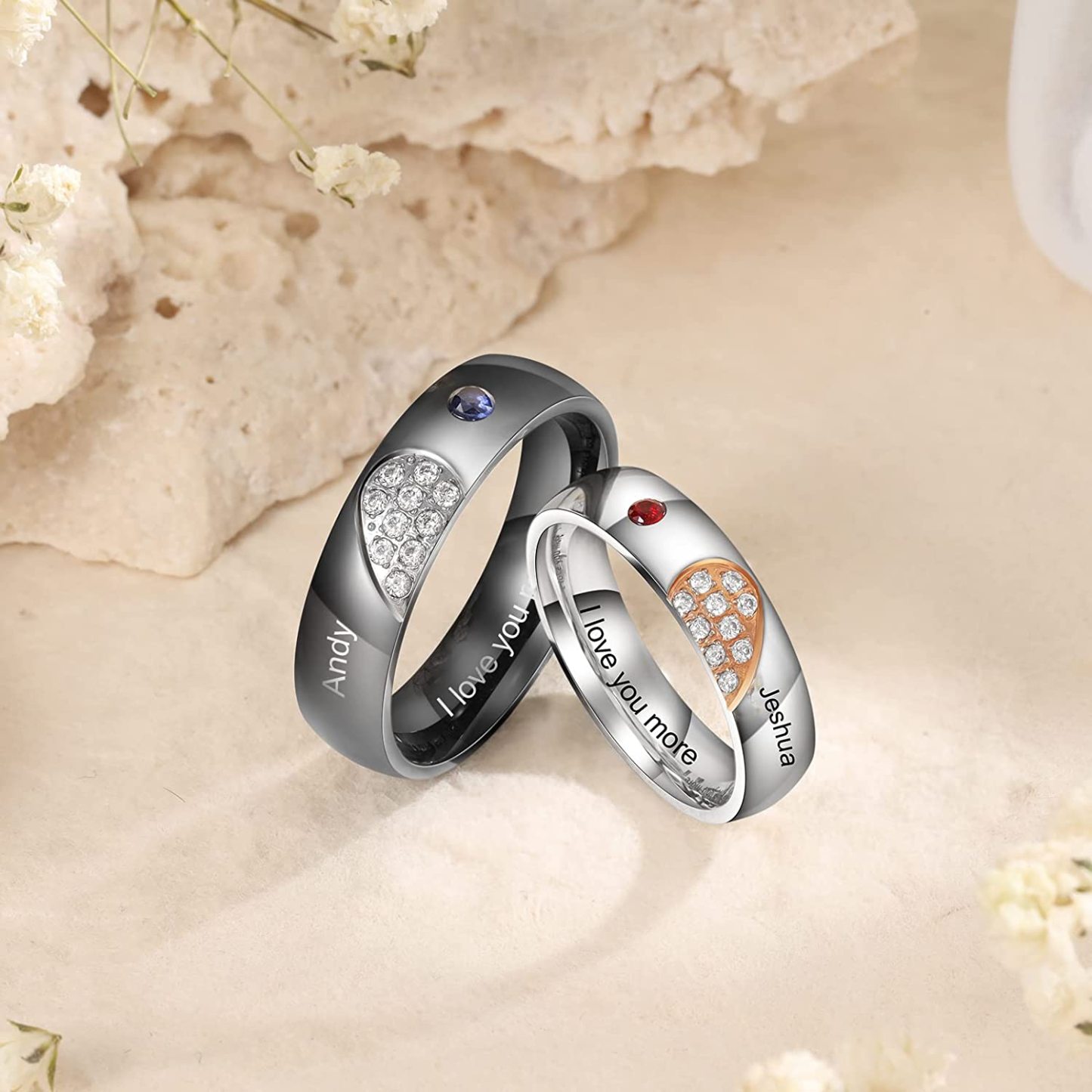 Customised Couple Ring Engrave Love Message Matching Rings Gift for Couple Friends BBF-Jessemade AU