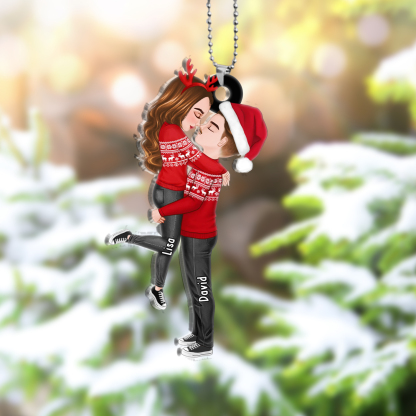 Personalised Couple Hugging Christmas Ornaments Customised 2 Names Acrylic Hanging Ornament Gifts for Couples-Jessemade AU
