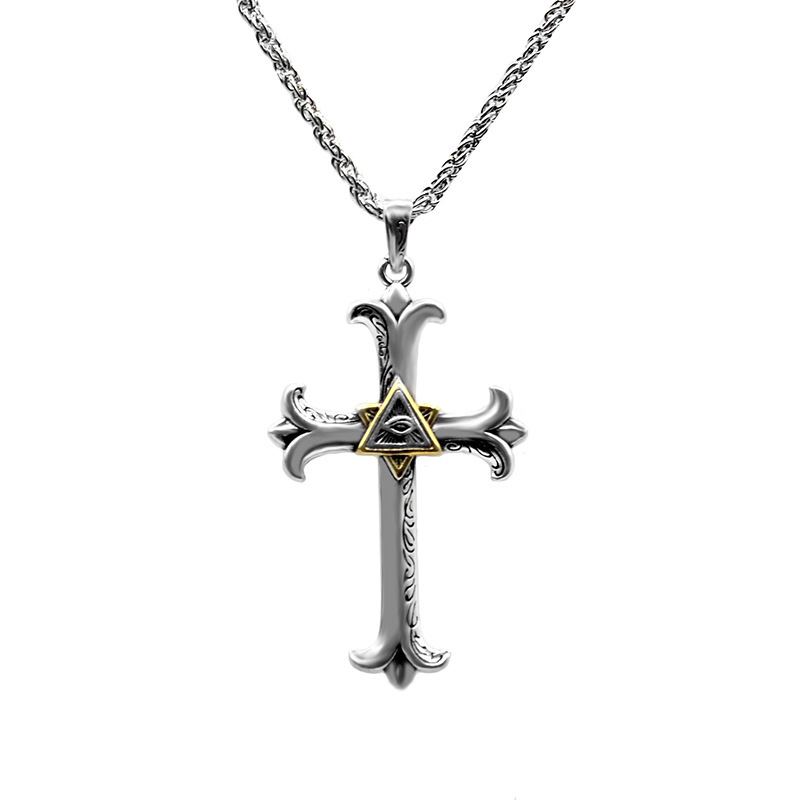 Men's Necklace Eye of God Cross Pendant Necklaces Valentine's Day Birthday Gifts for Him-Jessemade AU