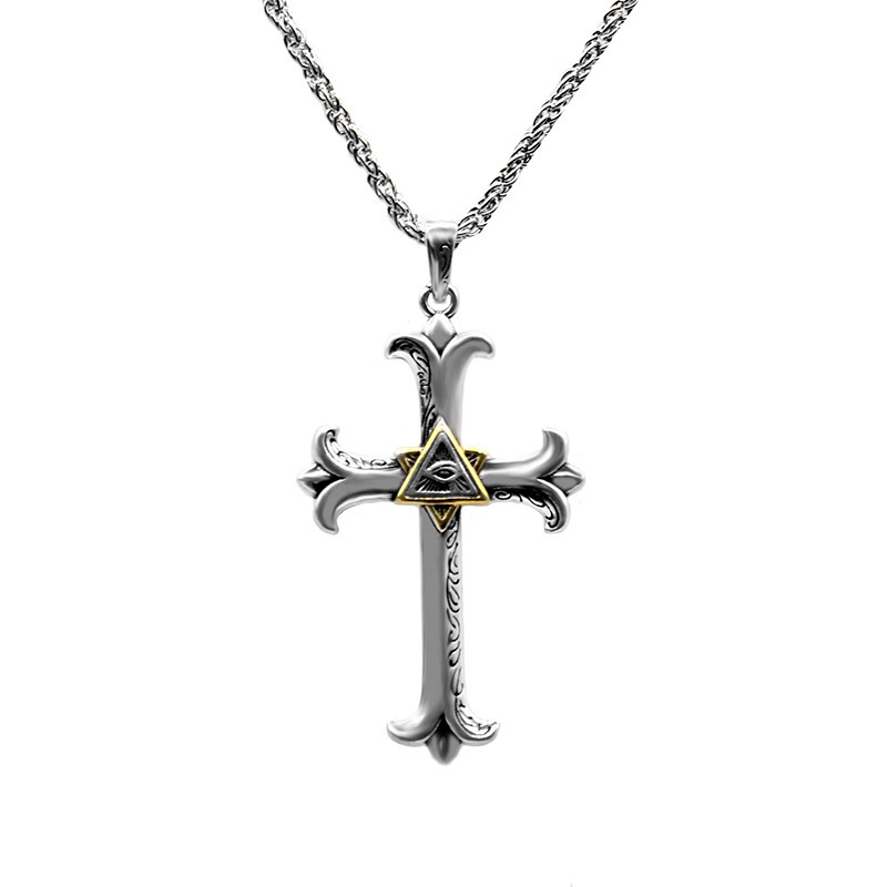 Men's Necklace Eye of God Cross Pendant Necklaces Valentine's Day Birthday Gifts for Him-Jessemade AU
