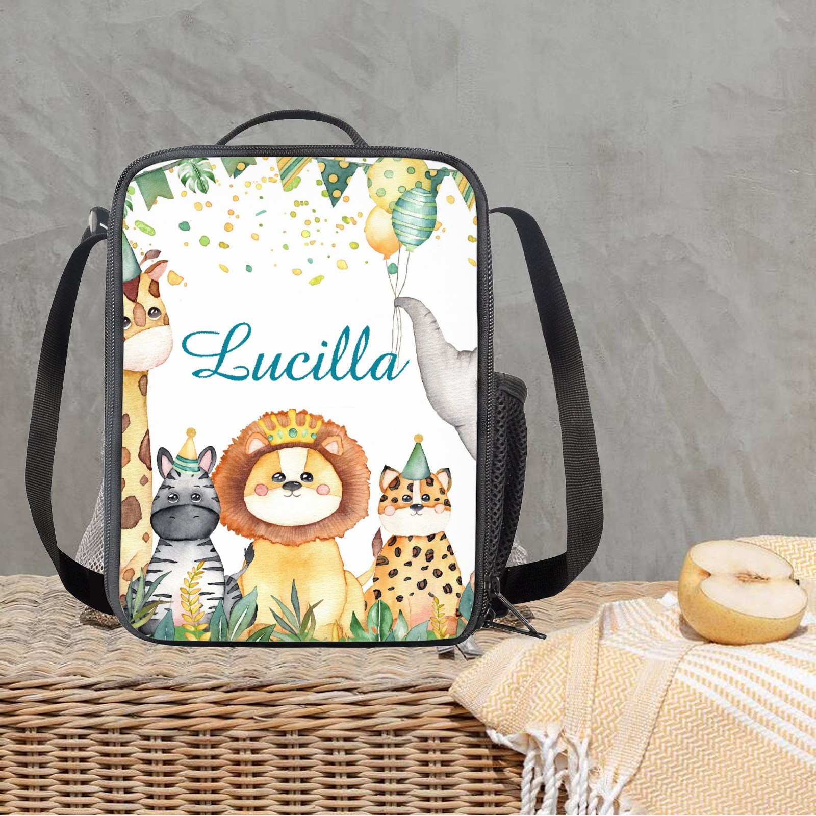 Custom Name Lunch Bag Personalised Cartoon Animals Lunch Box  Gifts for Kids-Jessemade AU