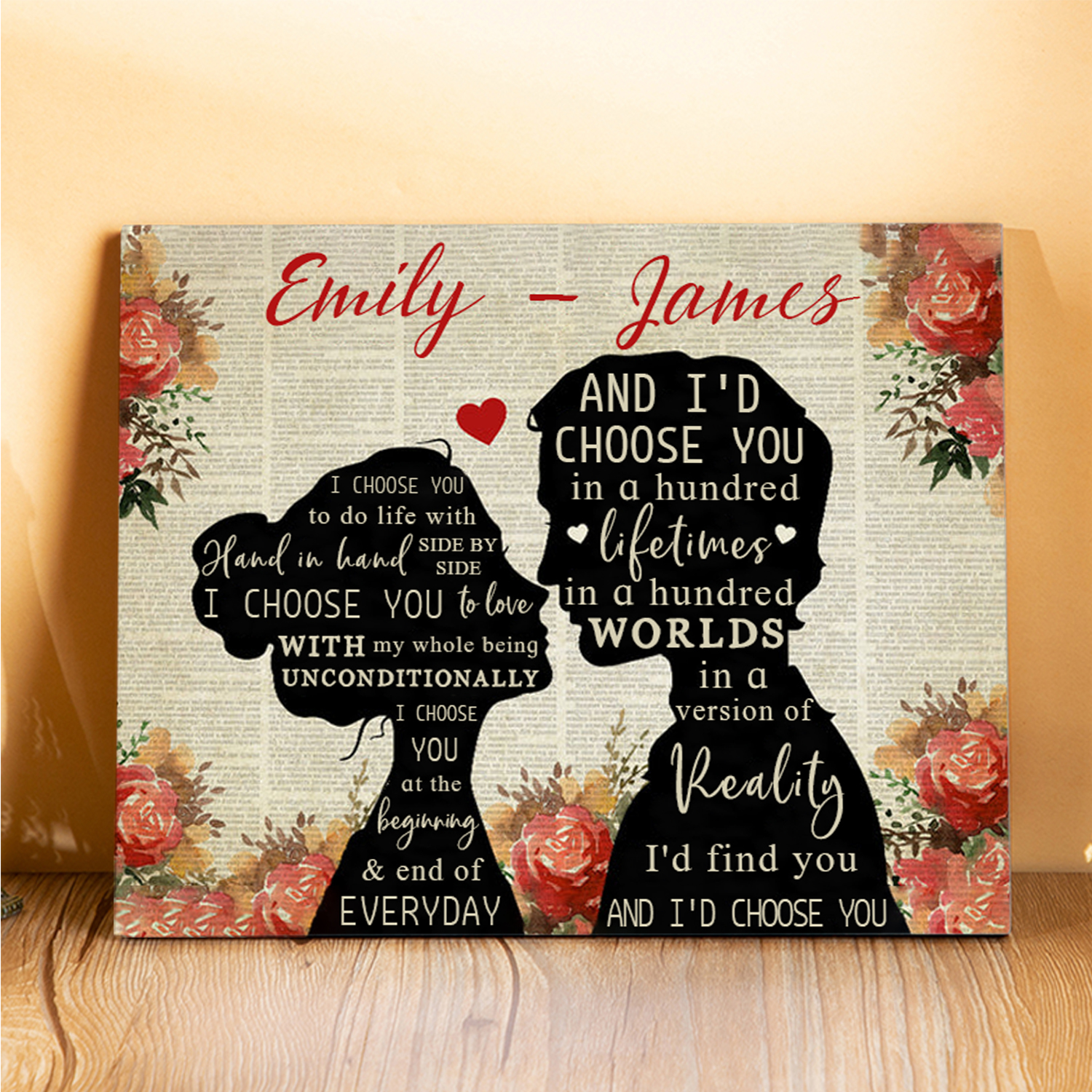 Personalised Wooden Plaque Custom 2 Names Art Decorations Desktop Ornaments Couple Gifts - I'd Find You And I'd Choose You-Jessemade AU